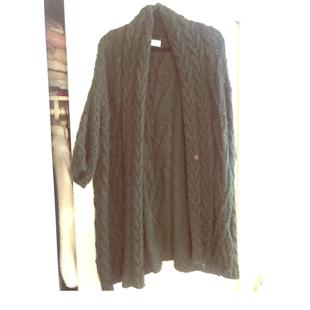 Zara chunky knit cardigan sweater green size M